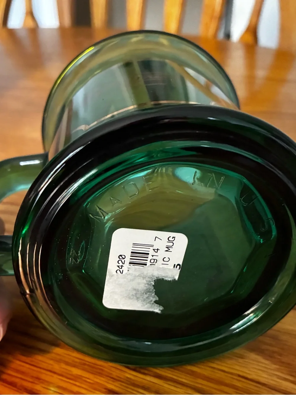 Green Glass Elvis ‘Love Me Tender' Mug with Gold Script
